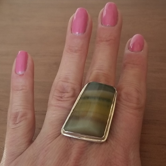 Fluorite Statement Ring in Sterling Silver - Picture 1 of 5